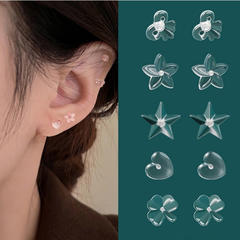 Transparent Anti-allergic Ear Bone Nails / Hypoallergenic Invisible Resin Clear Ear Pins / DIY Earring Piercing Jewelry / Plastic Earring Back Plug Cap Nail Accessories