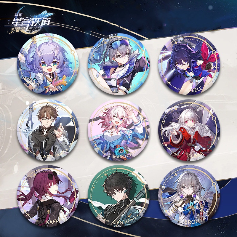 Game Honkai Star Rail Characters Badges March 7th Himeko Seele Jing Yuan Round Brooch Clothing Bag Lapel Pin Collectible Souvenir Soft Button Pin Gift