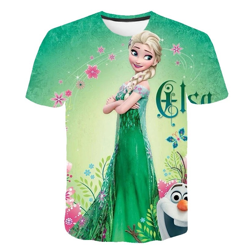 Anime cospaly Frozen Children's Clothing Merchandise 3D Digital Printing Breathable Short-Sleeved T-Shirt