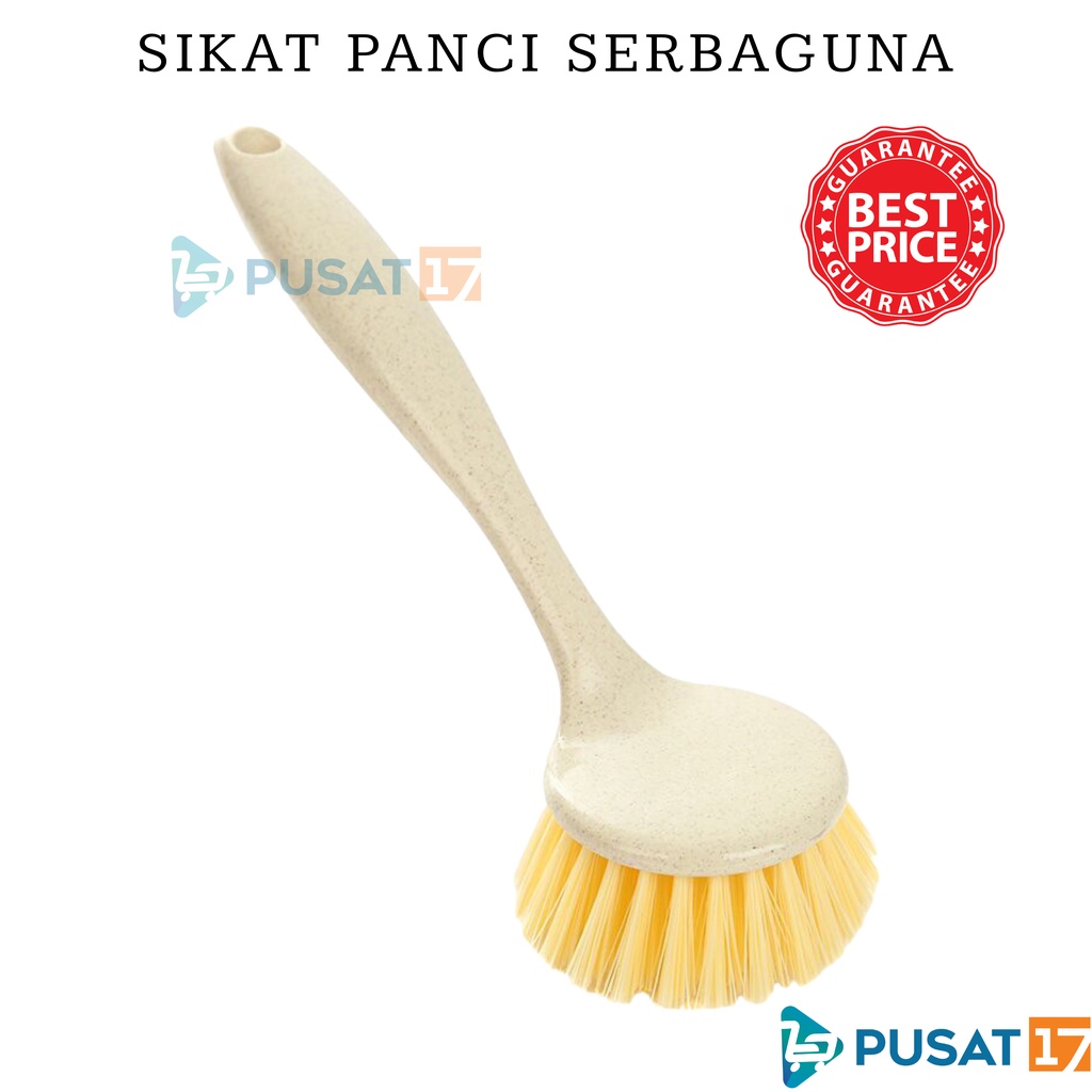 PERALATAN Center17 S03 Long Handle Round Frying Pan Cleaning Brush/Multipurpose Kitchen Crock Sink Stove Brush/Bathroom Kitchen Equipment Cleaning Tool