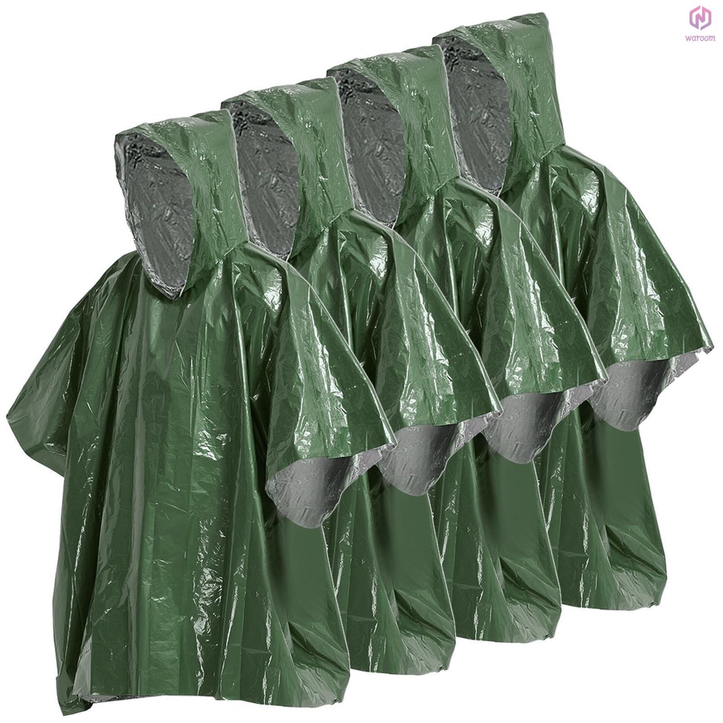 4 Pack Emergency Rain Poncho Thermal Blanket Poncho Weather Proof Outdoor Survival Camping Gear[15][New Arrival]