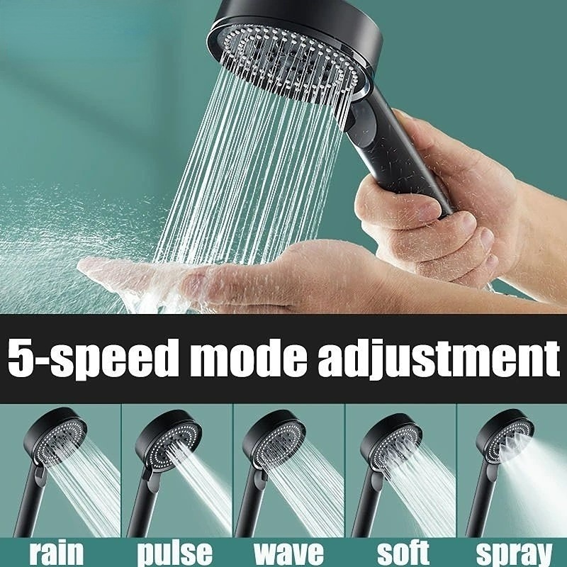 Bathroom 5 Gears High Pressure Large Spray Area Shower Head / Handheld Water Saving Eco-friendly Shower Nozzle