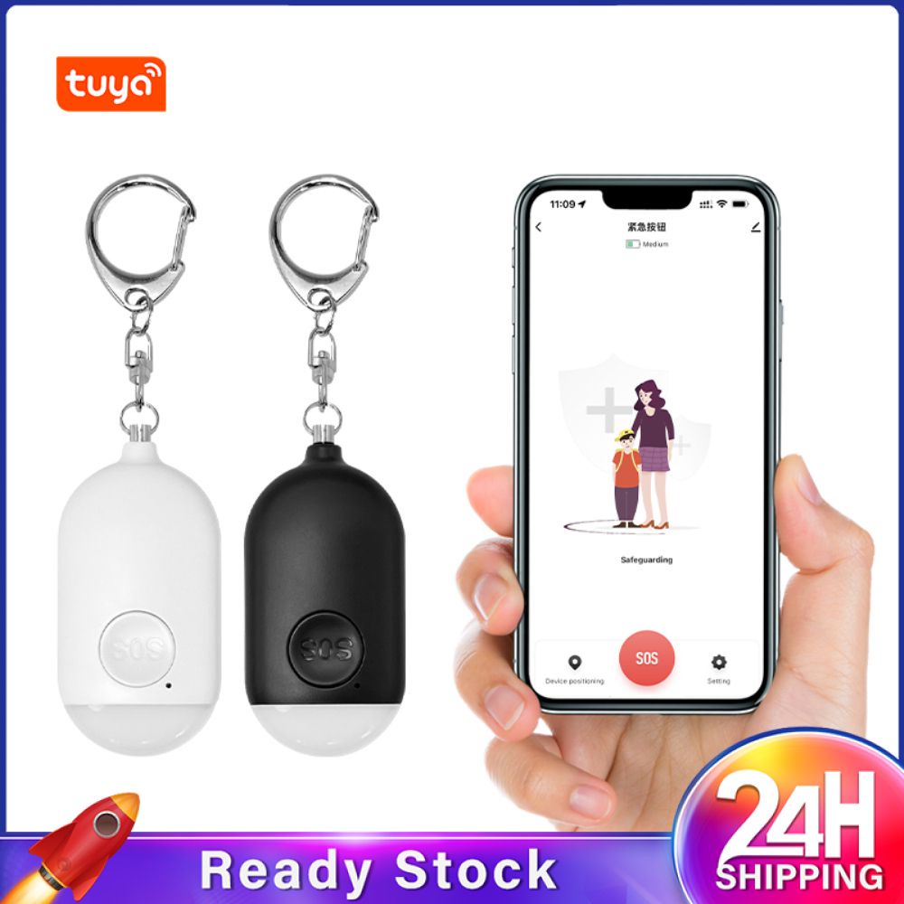 Tao3c Tuya Tracker Intelligent Self-defense Alarm Locator Anti-lost Waterproof Bluetooth-compatible Keychain Alarm Smart Wireless Location Tracker High Decibel Alarm