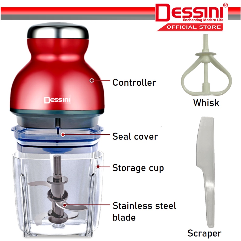 PENGISAR BUAH JUS DESSINI ITALY RS-1686 900mL Capsule Cutter Spin Chopper Blender Grinder Mixer Mincer Masher Juicer