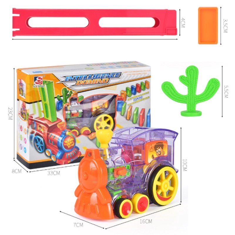 Quality Have Automatic Domino Brick Laying Toy Train Car Set Bridge Bell kit Colorful Plastic Dominoes Block DIY Birt... - Image 2