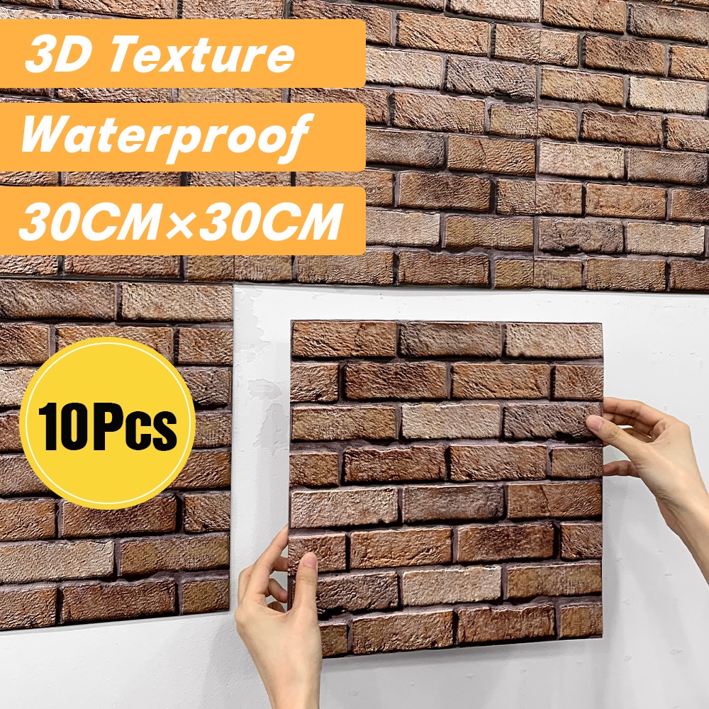 Premium Reliable 10Pcs 3D Brick Wall Sticker Self Adhesive Panel Wallpaper DIY Living Room Bedroom Kitc Have Must - Image 3