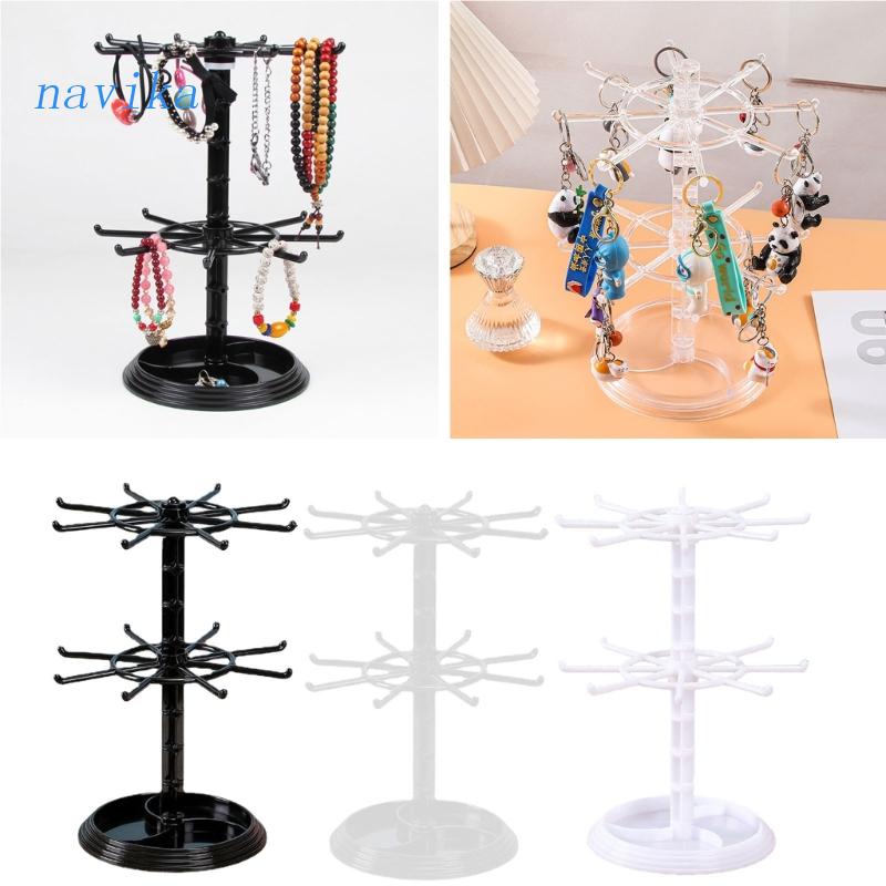 NAV Keychain Rack 2 Tire Spinner Display Holder Trinkets Jewelry Organizer Stand