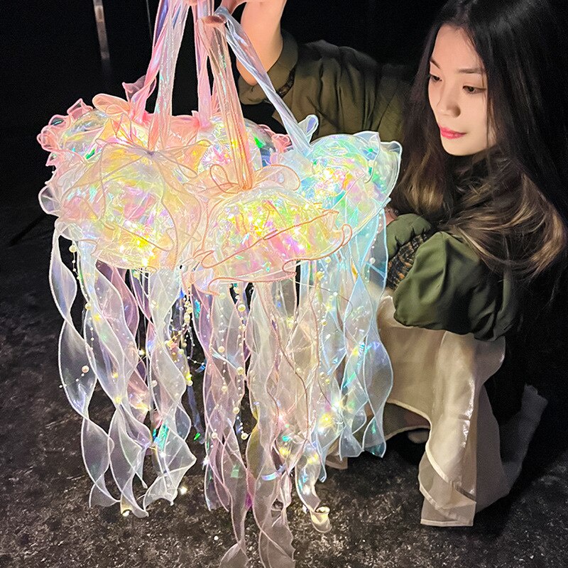 Color DIY Mermaid Parti Jellyfish Light Lantern Jellyfish Lamp Lantern Girls Happy Under The Sea Theme Birthday Party Decor