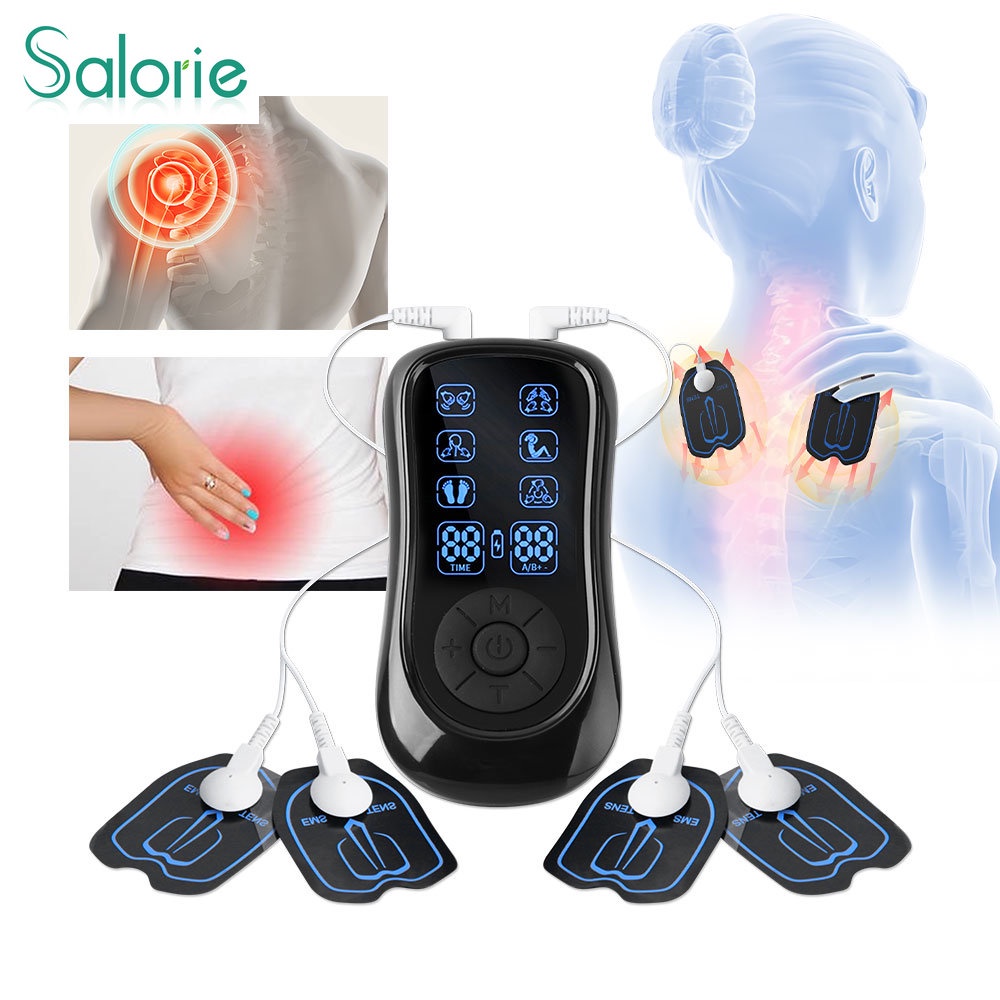 USB Rechargeable 8 PADS TENS Unit Electric Massager EMS Pulse Muscle Stimulator Electrode Pads Digital Ease Pain Machine