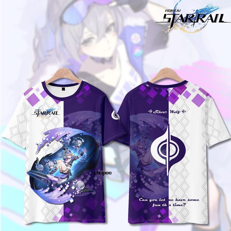 Star Railway 3 Honkai: Rail Silver Wolf Character Short-Sleeved T-Shirt Anime Game Merchandise Round Neck cos