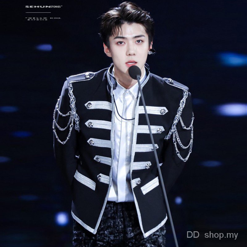 Trendy Boys Group Palace Military Dress Stage Performance Costume Bar Singer Fashion Hair Stylist Magician Men Performance Costume