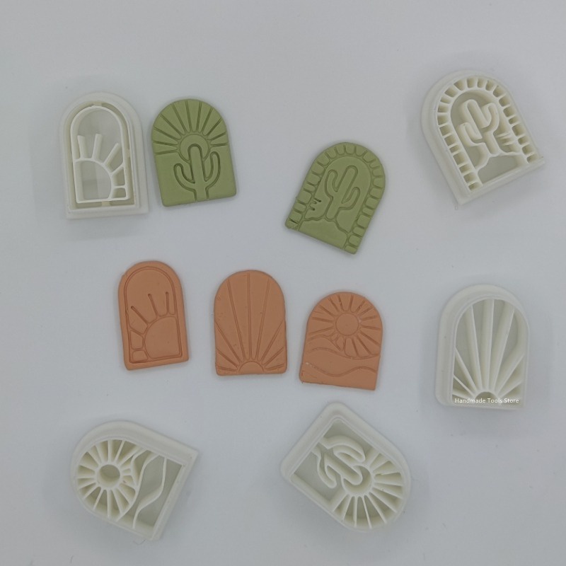 0.4mm Soft Pottery Handmade Earrings Cutting Mould Polymer Clay DIY Arch Cactus Shape Earrings Jewelry Pendant Embossing Tools