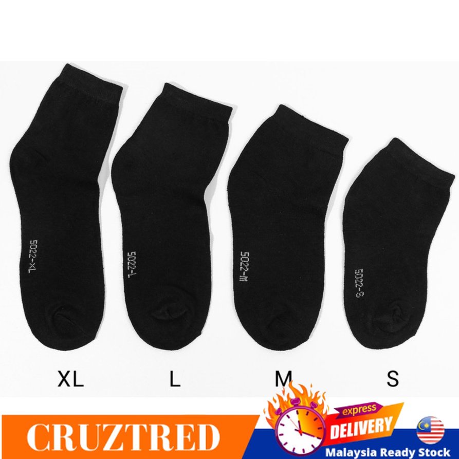 Bamboo Black Socks School Socks Available Size S to XL Sarung Kaki Stokin Sekolah Warna Hitam Murah Ready Stock