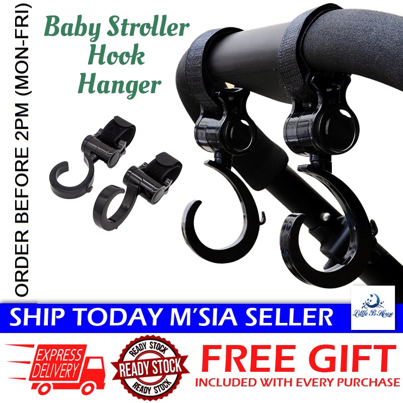 [Little B House] Baby Stroller Hanger Mommy Bag Hook Hanging Carrier Carriage Clip 婴儿车挂钩 Penyangkut Stroller - BS11