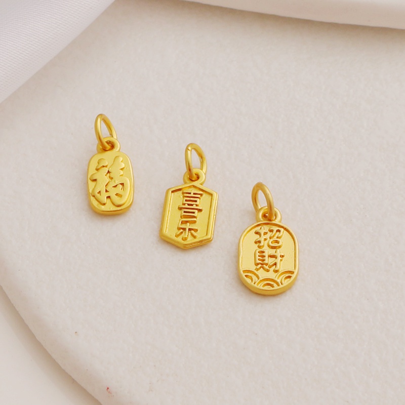 Pendant Pendant Lucky Character Peace Joy diy 18k Color Retention Matte Gold Double-Sided Money Fortune Tag Bracelet Necklace Bracelet diy Jewelry Accessories