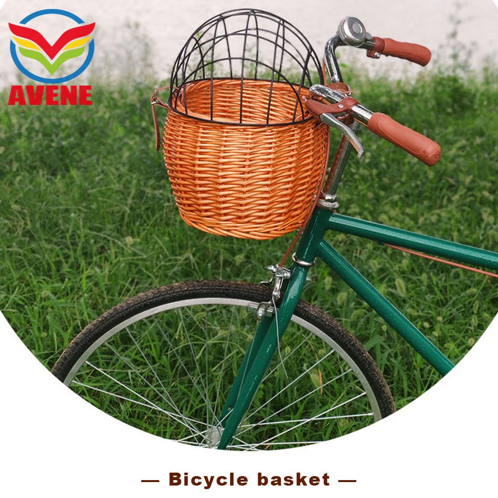 [avene.my] Cat Dog Bicycle Front Handlebar Basket Pets Seat Handwoven Wicker Bike Basket