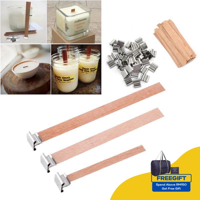 40Pcs Wooden Sustainable Nontoxic Wick DIY Candle Core Wooden Candle Wicks