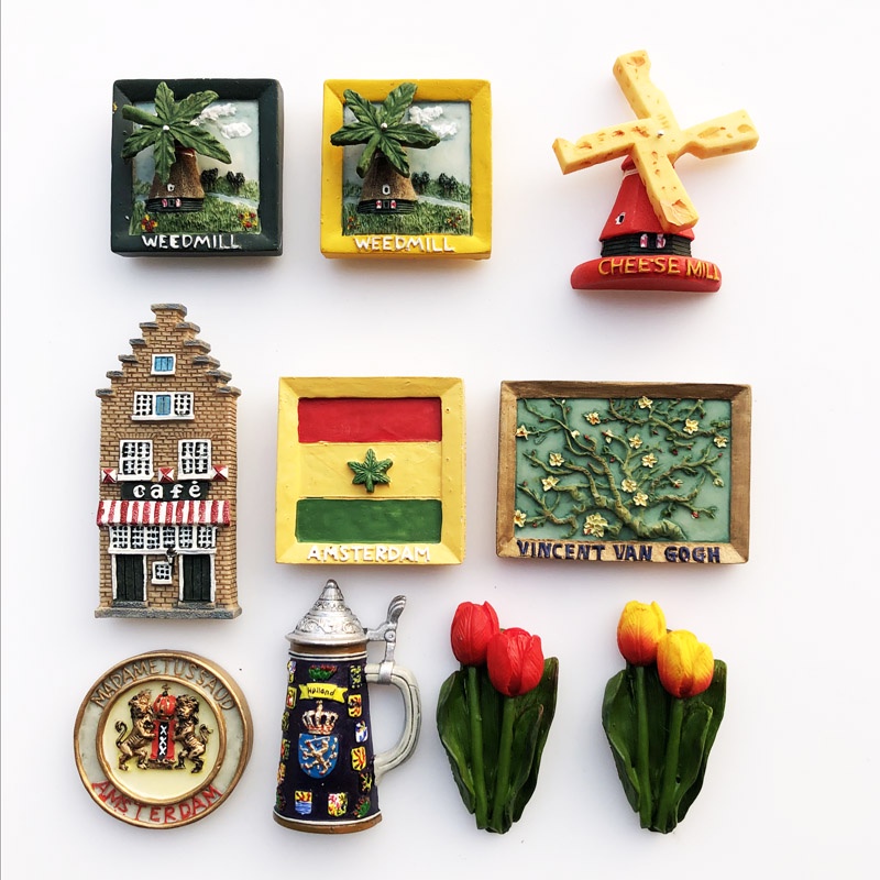 Dutch Windmill Refrigerator Magnets 3D Resin Handmade Refrigerator Magnets Creative Souvenirs Home Decoration