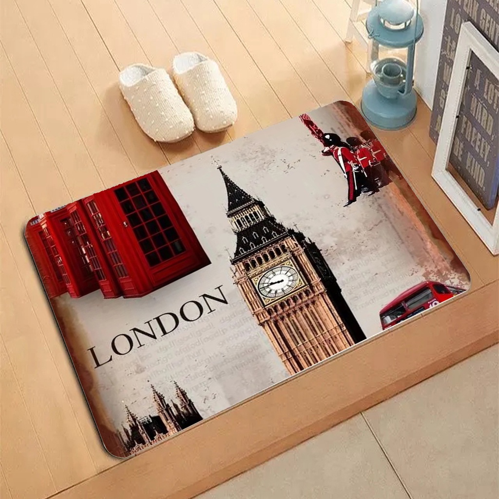 London Big Ben Carpet Entrance Floor Mat Doormat Non-slip Living Room Kitchen Bedroom Print Decor Rug Modern style