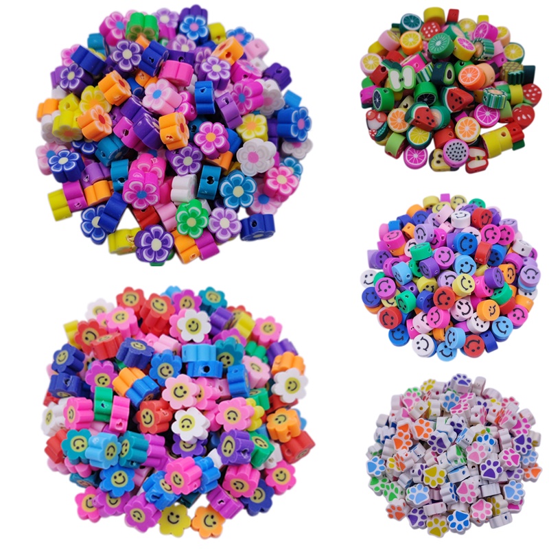 10Pcs 8-11mm Flower Fruit Star Plasticine Beads DIY Jewelry Making Necklace Bracelet Pendant