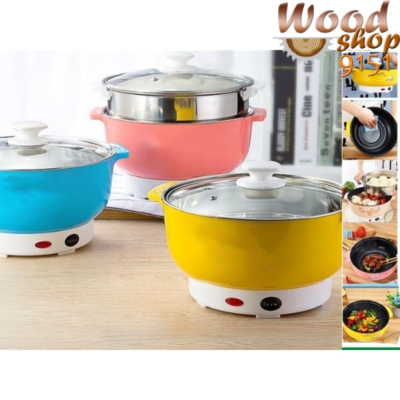 22CM Electric NonStick Ceramic Grill Frying Pan Rice Multi Function Cooker Mini Hot Pot Grill Steam