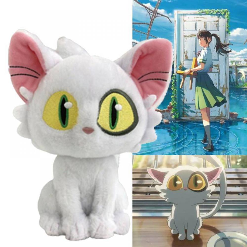 Cute Anime Cat Plush Toy Suzuya Journey Plush Toy Minister White Cat and Minister Left Black Cat Stuffed Doll Children Birthday Gift Home Room Decoration