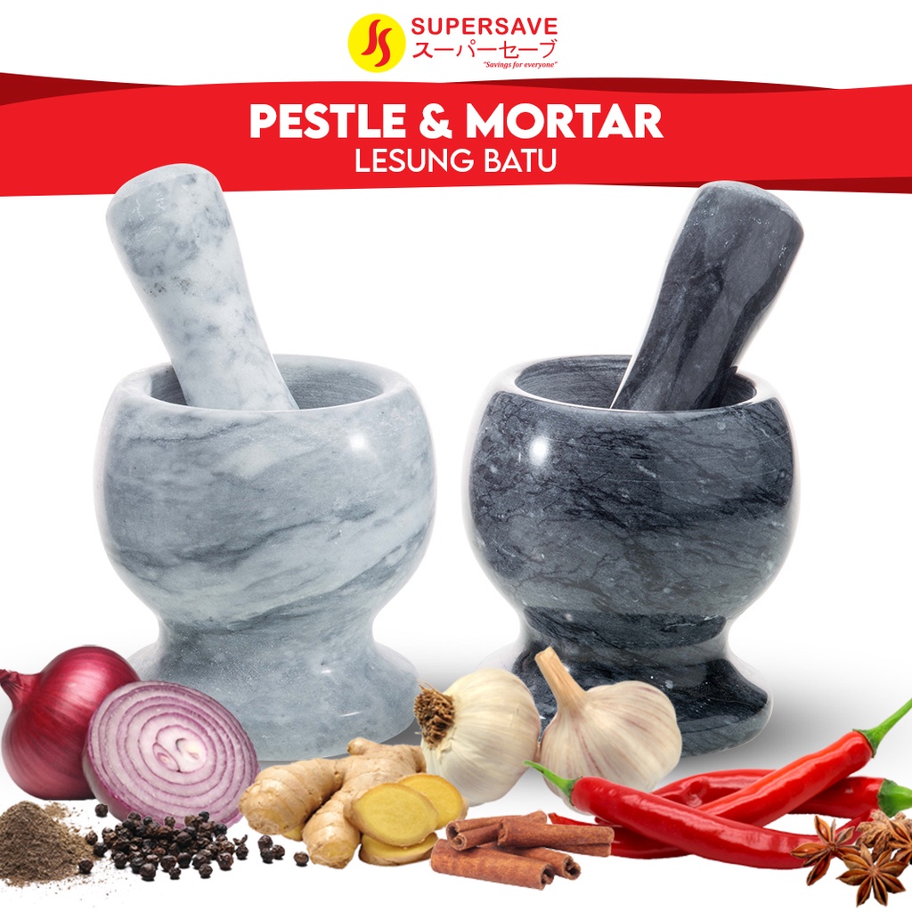 SUPERSAVE Mini Stone Mortar and Pestle Lesung Batu Mini Natural Granite Mortar For Kitchen Garlic Chili Spices Mashed