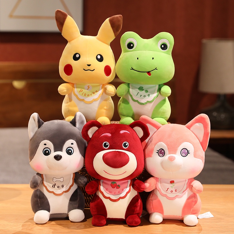 Frog plush toys Animals Fruits Strawberries Bears Picachu Husky Foxes Frogs Soft Kawaii Christmas Birthday Exchange Lovely Gifts Lovely Plush Toys Children's Girlfriends Sleeping Gift