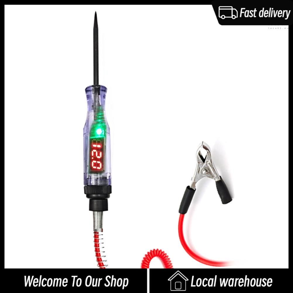 [Fast delivery]6 V 12 V 24 V Portable Car Automotive Electric Digital Display Circuit Tester Car Truck Circuit Probe Test Pen Automotive Test Light Tester with 2.8M Spring Wire