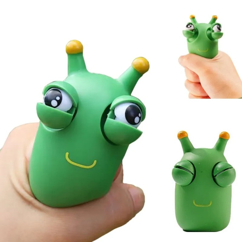 Kawaii Funny Green Eye Popping Worm Toy Cool Gadgets for Kids Boys Girls Children Relieve Stress Toy Stress Relief Toys & Hobbies