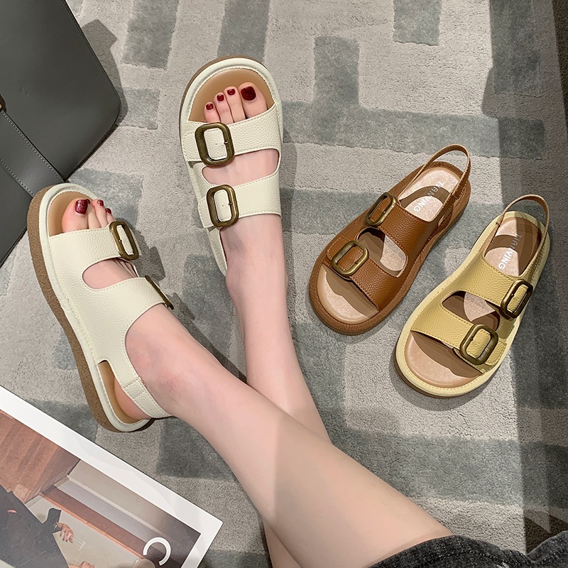 Women Platform Sandals Retro Fashion Lightweight Soft Non-slip Wear-resistant Ladies Outdoor Sandal