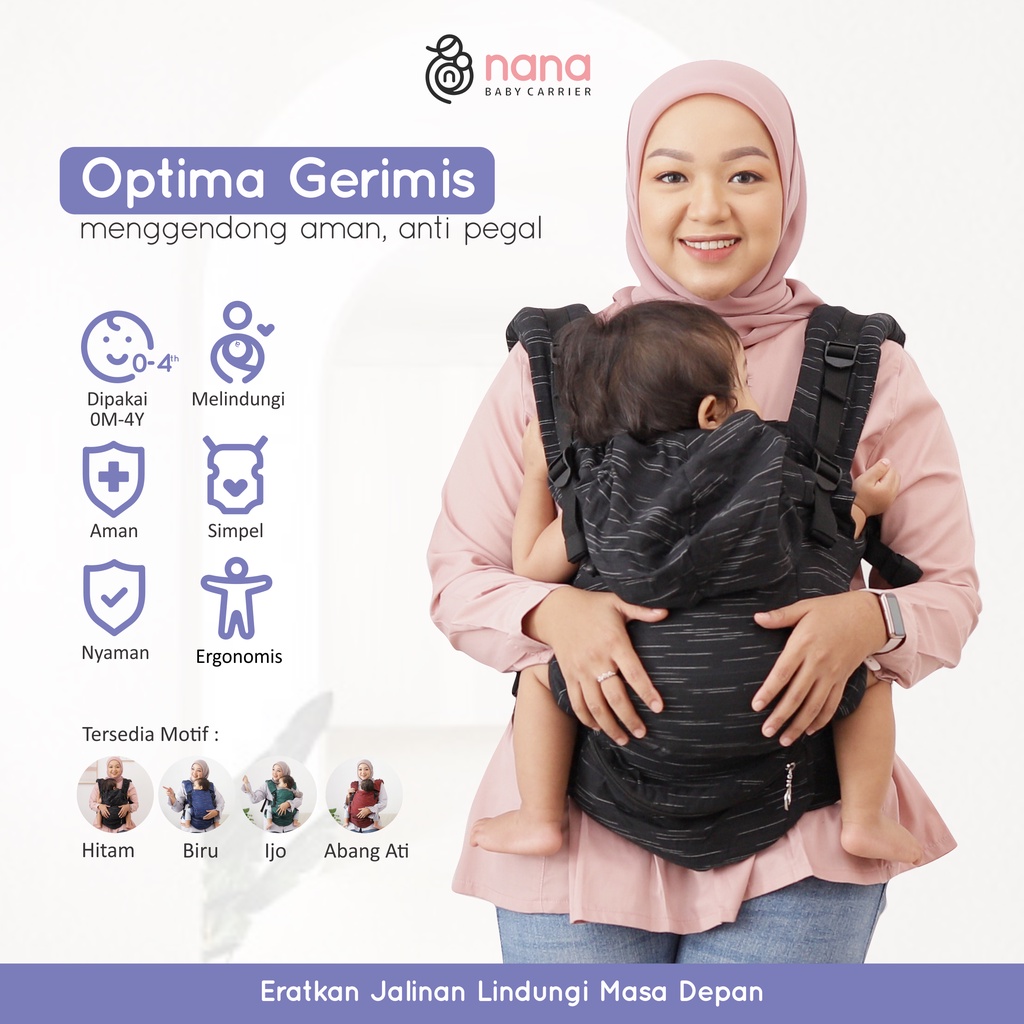 Nana Optima Gerimis Adjustable SSC Soft Structure Baby Carrier (0-4 Years)