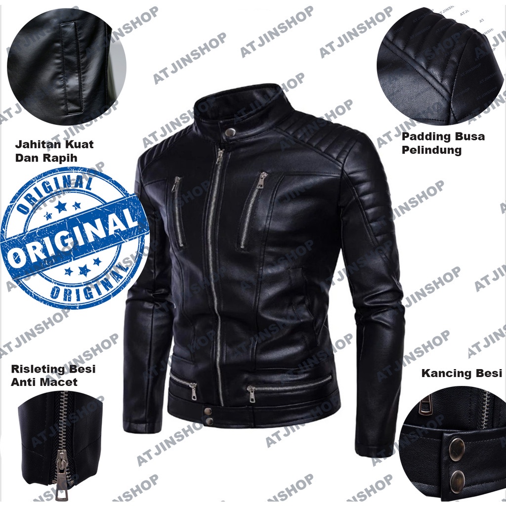 Black/ Have PRIA Men's Semi Leather Jacket Motorcycle Touring Premium Model Bikers Board Man (BBM) 100% Vienna Materi... - Image 2