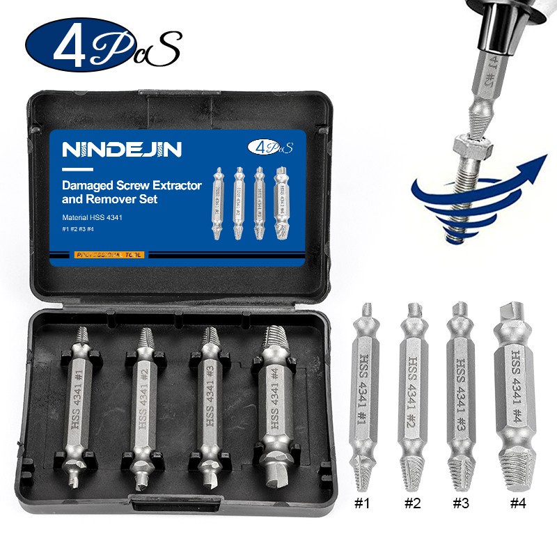 Heavy Hardware NINDEJIN Damaged Screw Extractor Drill Bit Remover Set High Carbon Steel (6 Pcs) Craft - Image 3