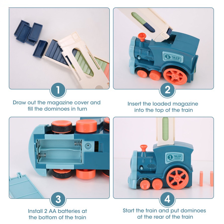 Purpose Durable Hot Sale Domino Train Car Set Bridge kit Colorful Plastic Dominoes Block Children Toys Christmas Birt... - Image 4