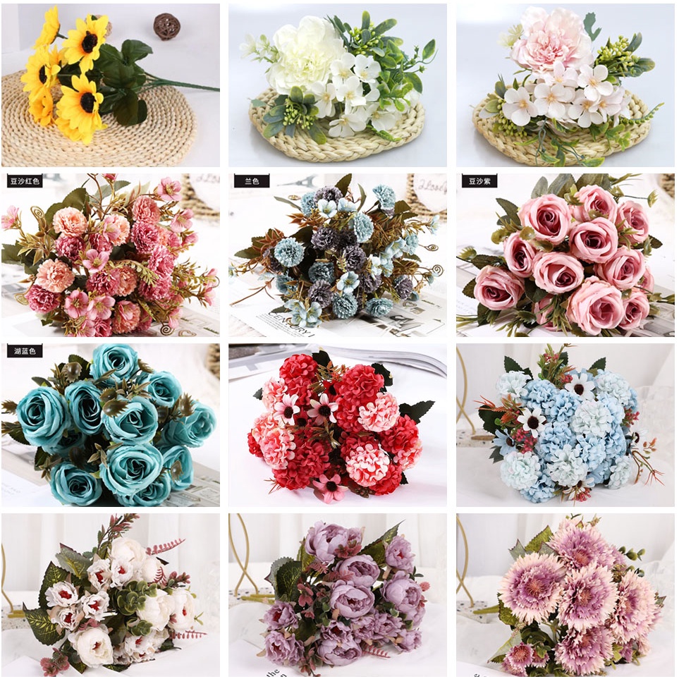 【50 Styles to Choose】Sunflower Rose Hydrangea Bridge Bouquet For Wedding Decoration Home Decor
