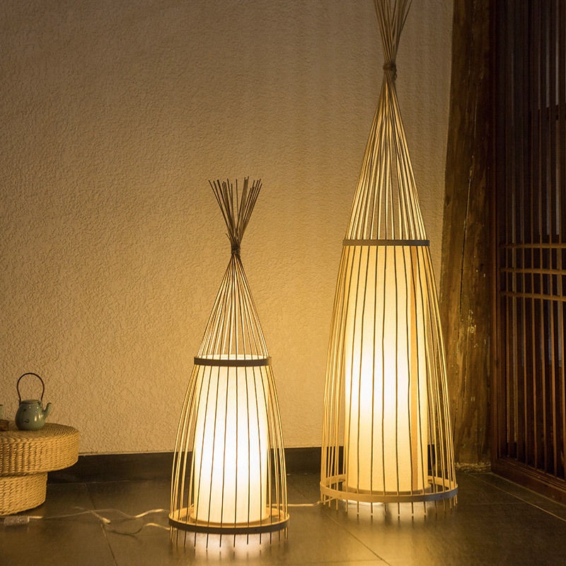 Japanese-style Floor Lamp Creative Bamboo Lamp Modern Bedroom Living Room Decoration Floor Light Nordic Home Tea Room Atmosphere Lamp