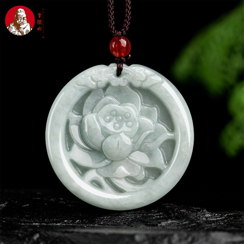 █Myanmar゜Natural Burmese A-Goods Jade Lotus Jade Pendant Ice Pendant Fashion High-End Men Women Jewelry Wholesale