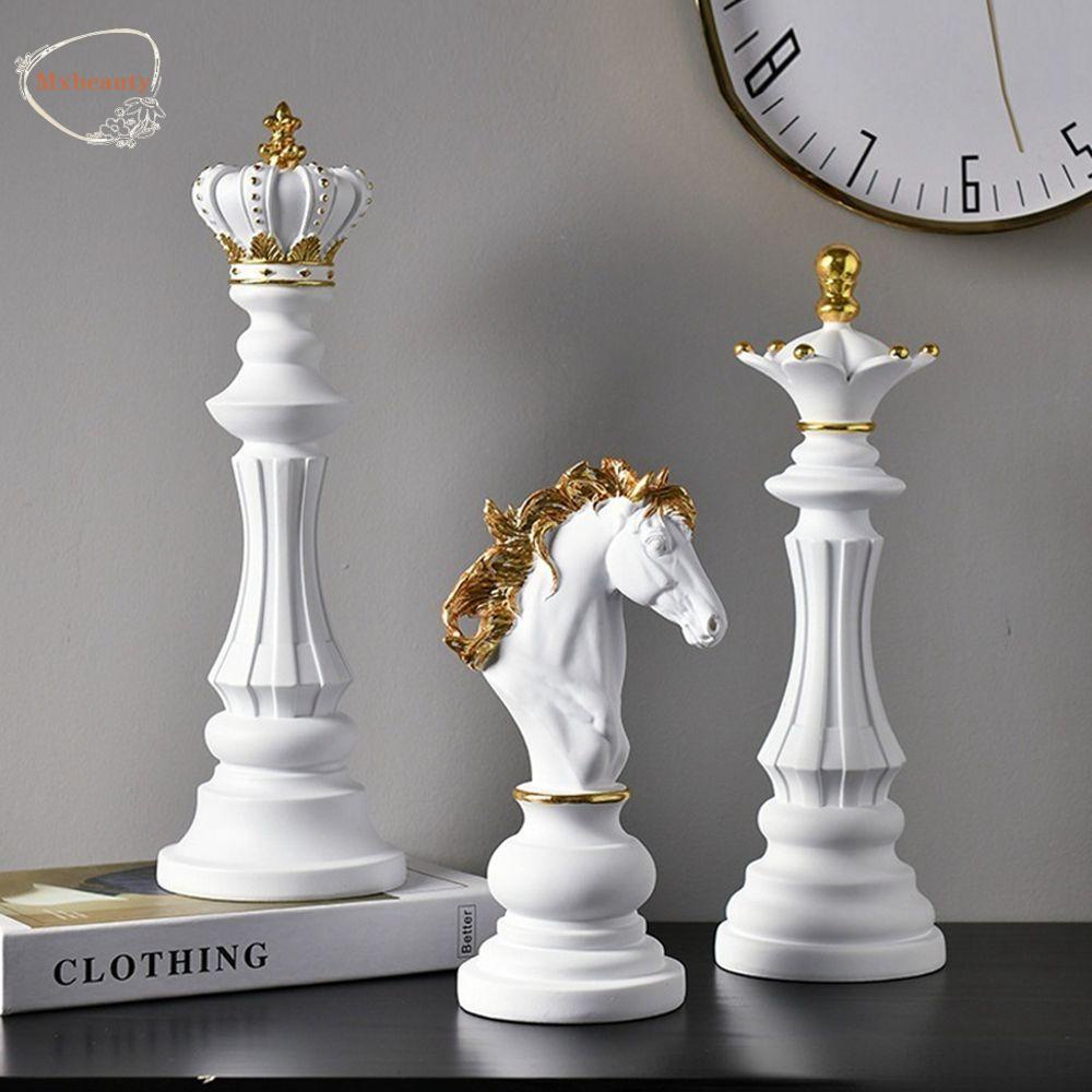 MXBEAUTY Modern Chess Figurine International Home Desktop Decor Chessmen Ornaments Resin Living Room Chessmen Sculpture Cabinet Decoration Retro Art Display Games Accessories/Multicolor