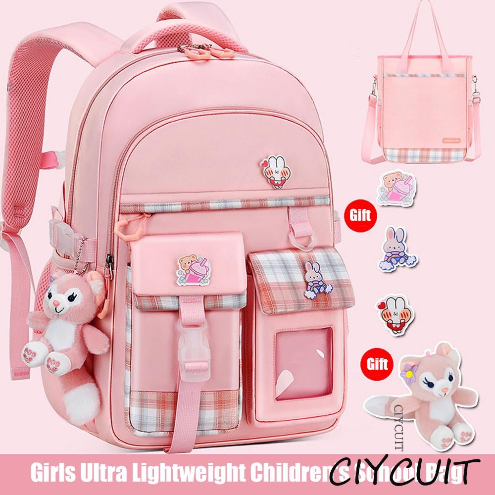 Pops-New schoolbag girls schoolbag primary school schoolbag grades 1-6 to reduce the burden of spine protection schoolbag girl schoolbag ultra-light children's backpack