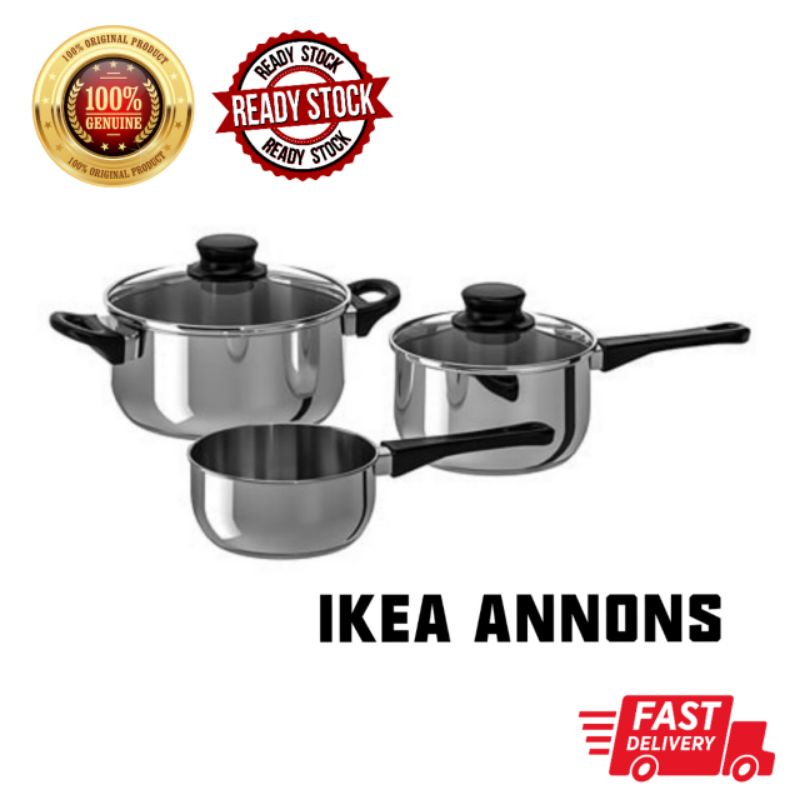 IKEA ANNONS STAINLESS STEEL 5-PCS COOKWARE SET KITCHENWARE & TABLEWARE PERALATAN DAPUR PERIUK MASAK不锈钢5件套锅具