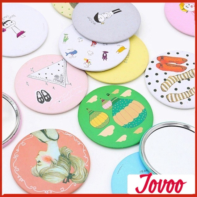 Korean beauty Mini make-up mirror Round Pocket Makeup Korean Mini Cermin Cartoon Small Mirror Kids hand gifts