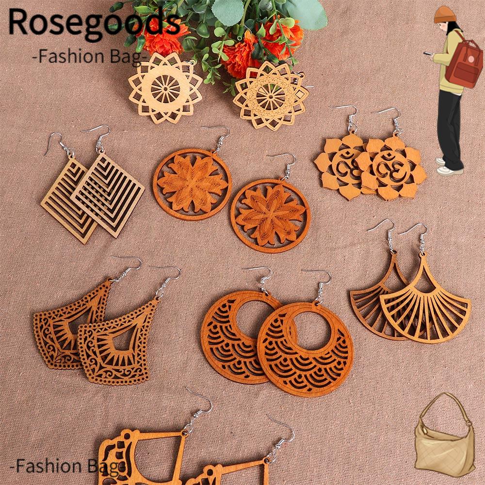 ROSE Jewelry Earring Making Wood Earrings Pendant Dangle Earrings Wooden DIY Craft Bohemian African