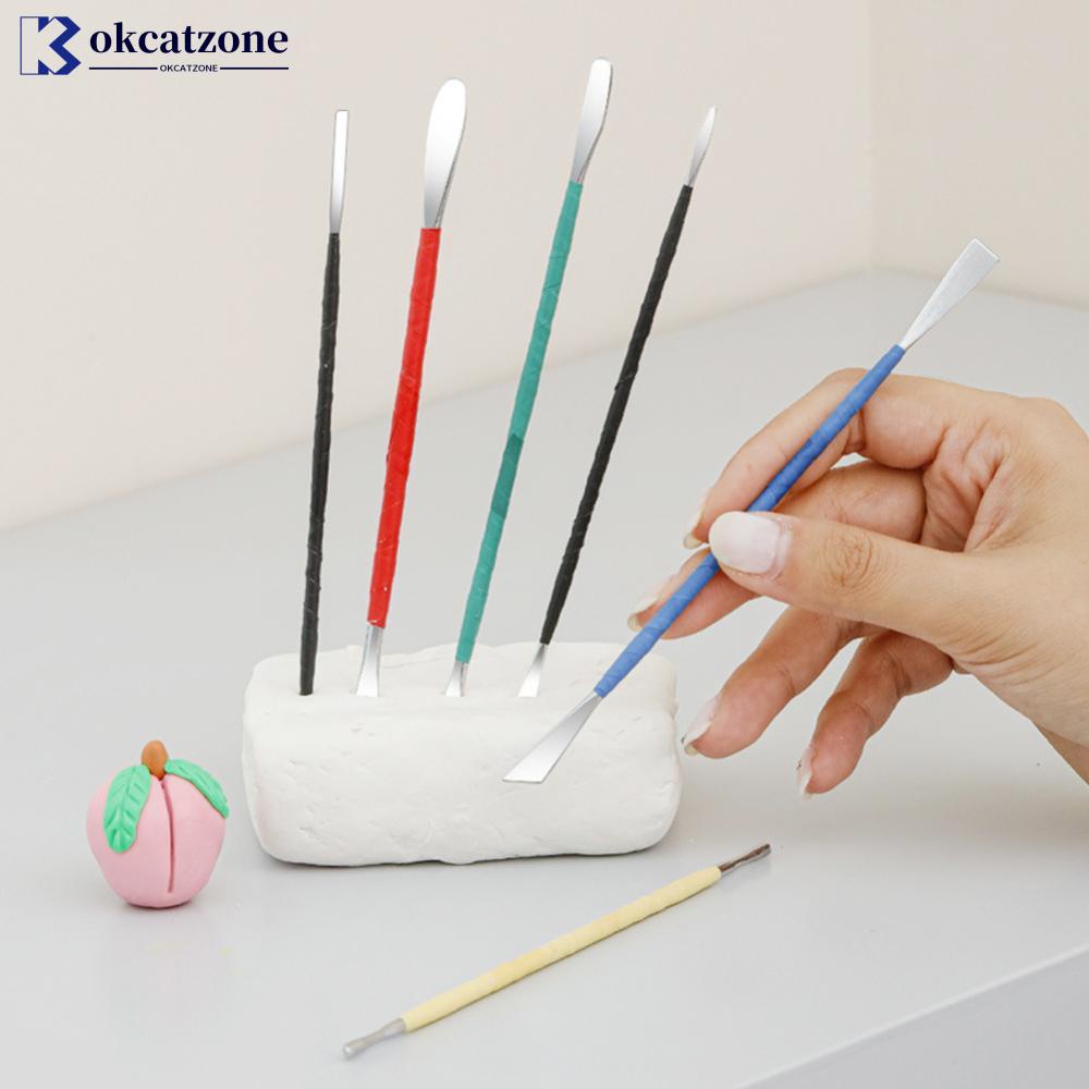 OKCATZONE 6pcs/set Stainless Steel Pottery Sculpting Tools Clay Ceramic Modeling Tools Plaster Sculpting Tool Kit DIY Clay Crafts Tools DGA1