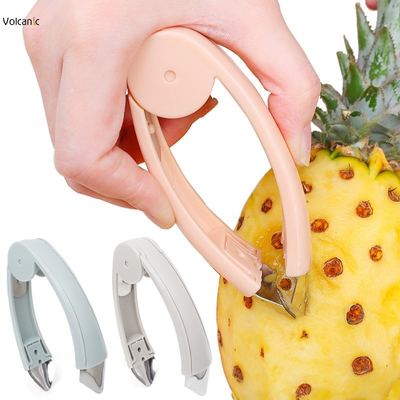 Pineapple Corer Slicer Cutter Pineapple Eye Remover Clip Strawberry Huller Fruits Peeler Stainless Steel Kitchen Knife Gadgets