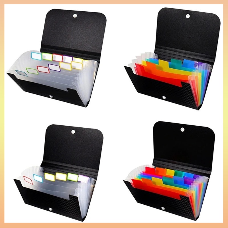 Small File Wallet Receipt Folder A6 Accordion Folder 7-layer 13-layer File Case Waterproof With Self-adhesive Index Tabs