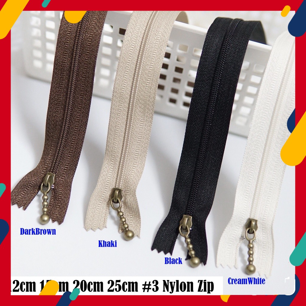 12cm Zip 15cm Zip 20cm Zip 25cm Zip #3 Nylon Zipper Nylon Zip for Craft Bag Beg Jahit