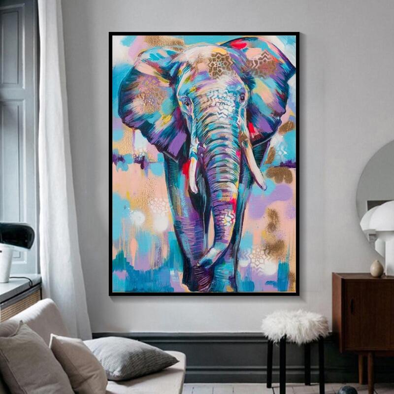 African Wild Elephant Colorful Graffiti Art Posters and Prints Animals Canvas Painting Wall Art Picture for Kids Room Decor