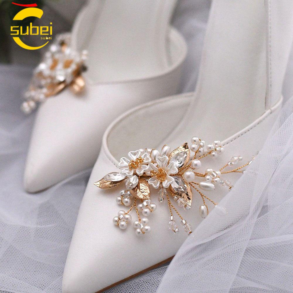 SUBEI1 2PCS(1 Pairs) Rhinestone Shoe Clip Removable Wedding Party Shoes Accessories High Heel/Boots Crystal Flower