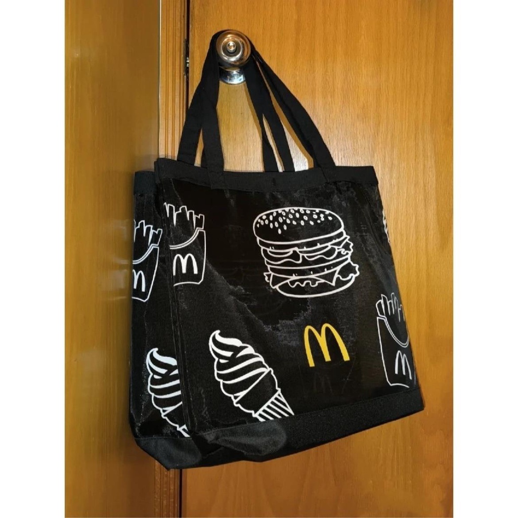 Mcdonald's Merchandise Canvas Mesh Small Tote Bag Foldable Lightweight Eco-friendly Shopping Bag Portable Tote Bag